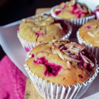 Raspberry, Coconut and White Chocolate Muffins