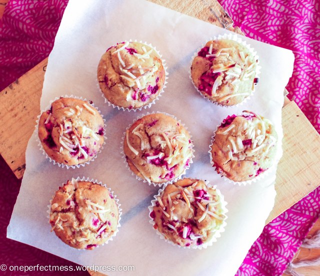 Raspberry, Coconut and White Chocolate Muffins recipe One Perfect Mess easy soft moist jumbo 5