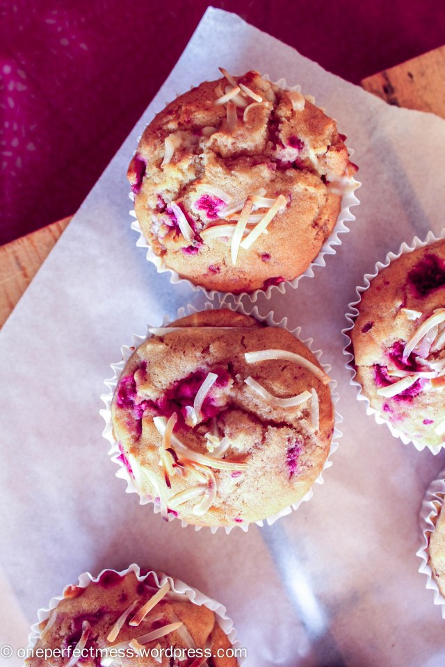 Raspberry, Coconut and White Chocolate Muffins recipe One Perfect Mess easy soft moist jumbo 6