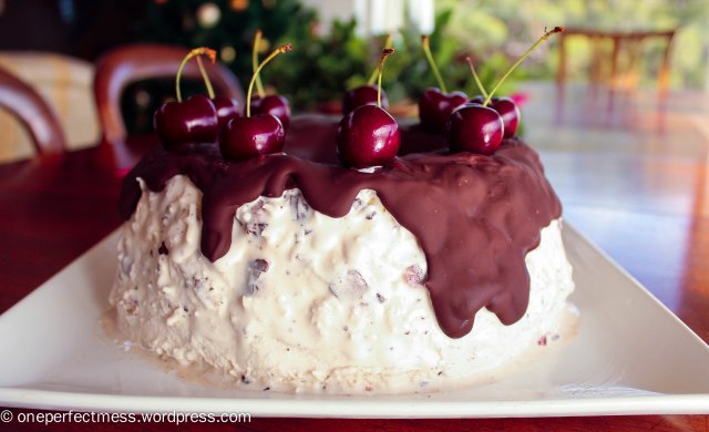 Chocolate, Cherry and Coconut Ice Cream Wreath recipe One Perfect Mess 1