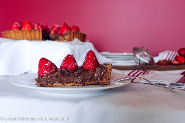 Strawberry and Chocolate Tart with an Anzac Biscuit Base Recipe One Perfect Mess 6