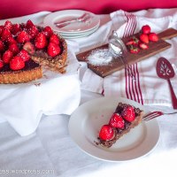 Strawberry and Chocolate Tart with an Anzac Biscuit Base